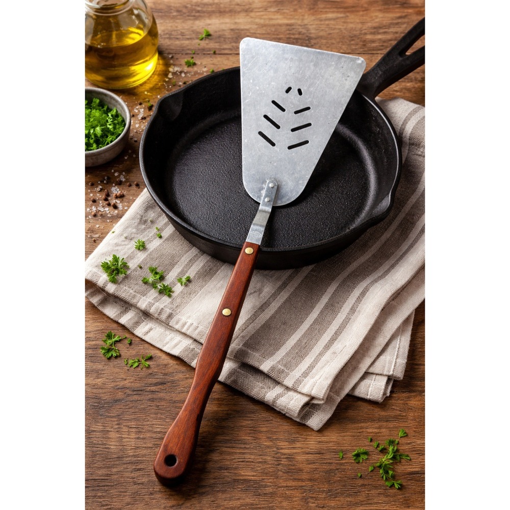 Vintage ACF Stainless Steel Spatula Wood Handle Slotted Turner Kitchen‎ Tool